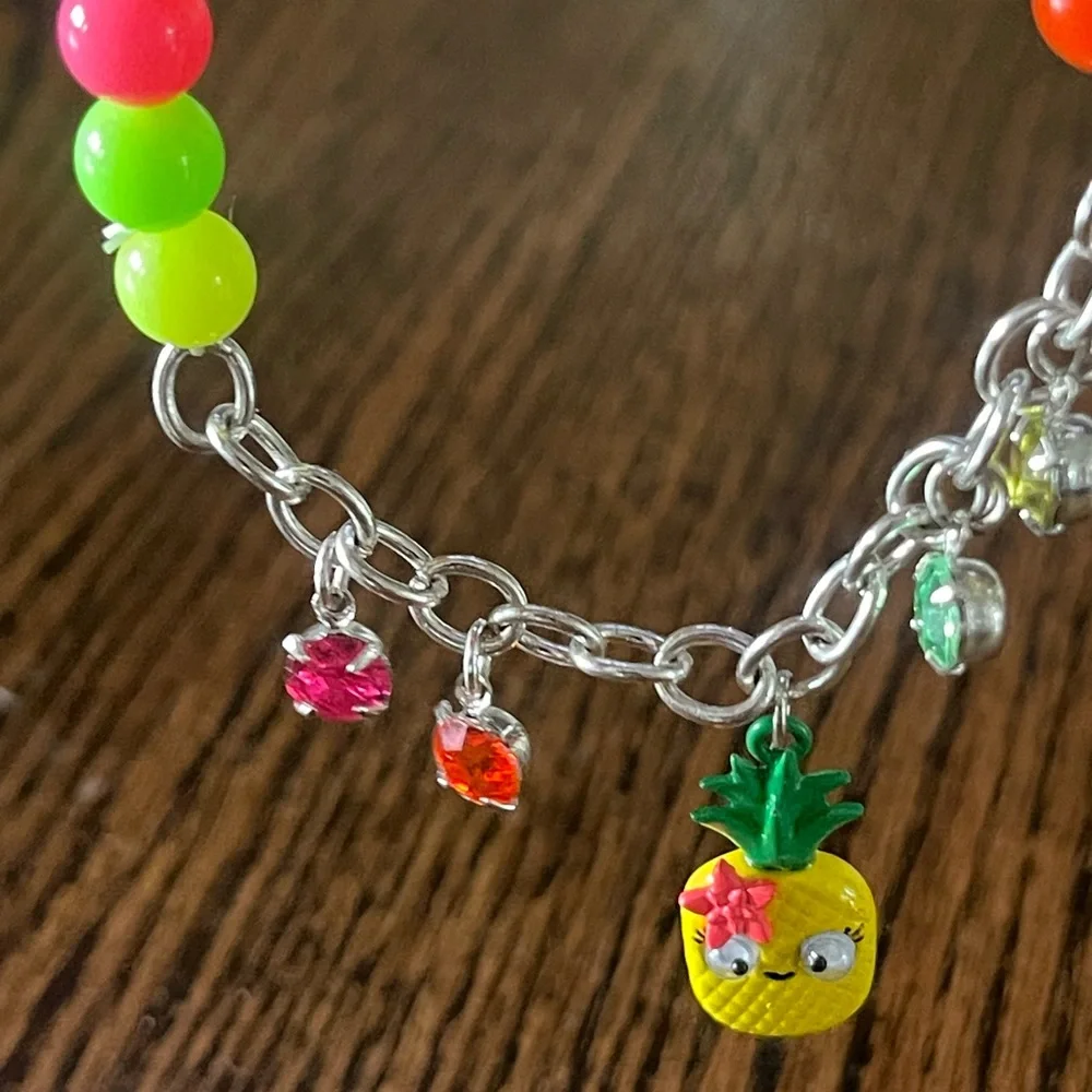 Nwt girls Justice neon pineapple stretchy bracelet